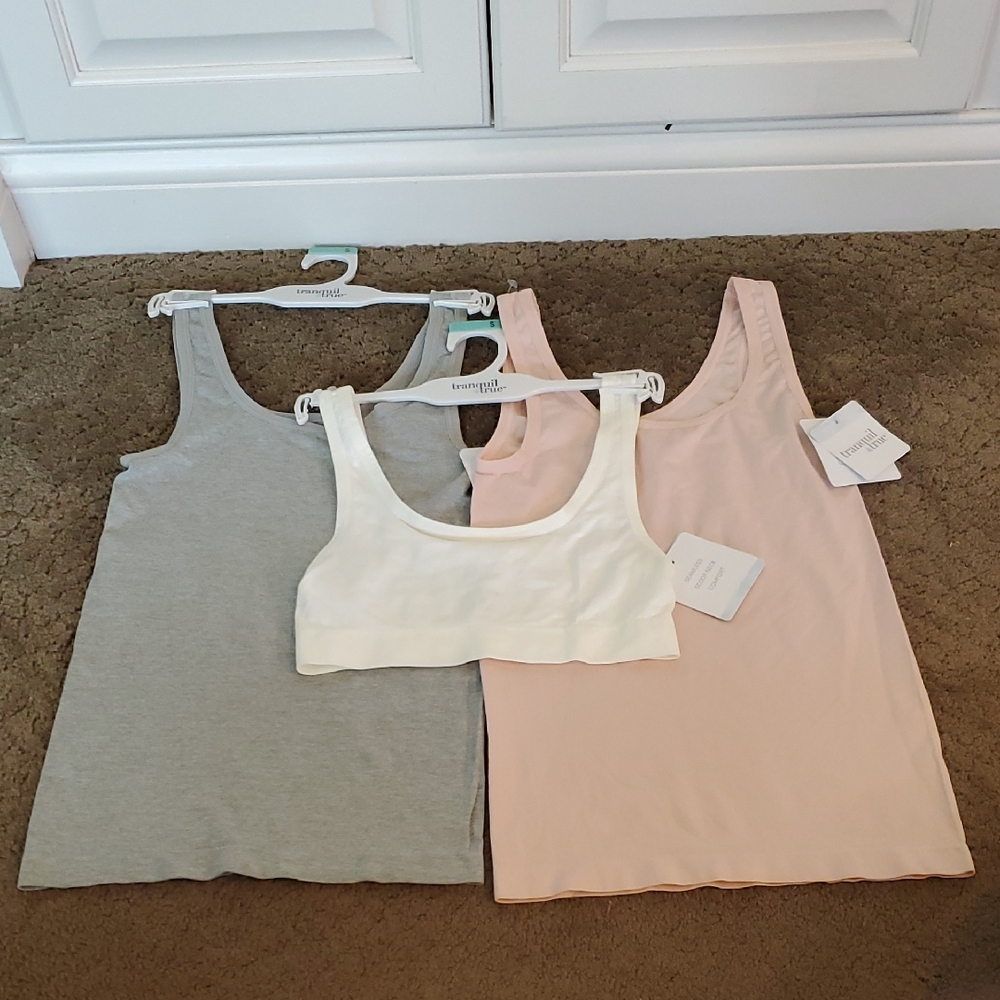 Women's Tranquil and True Tank Tops Camis (2) and Comfort Bra Set Size Small NWT